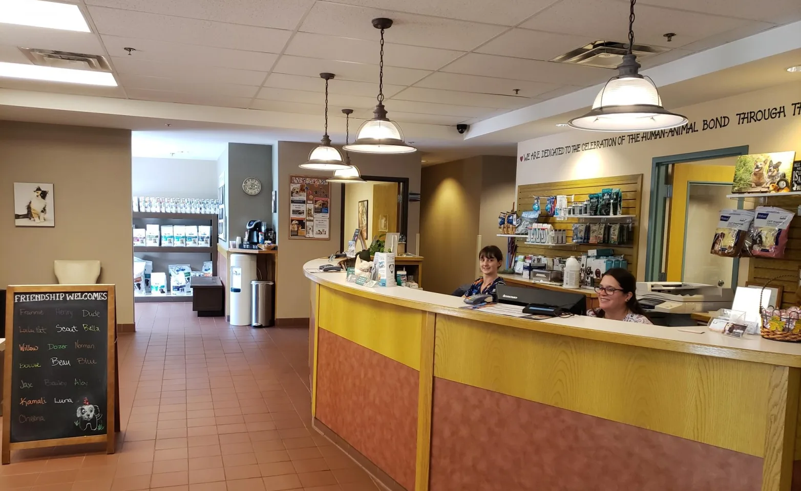 New remodeled and clean lobby at friendship hospital for animals